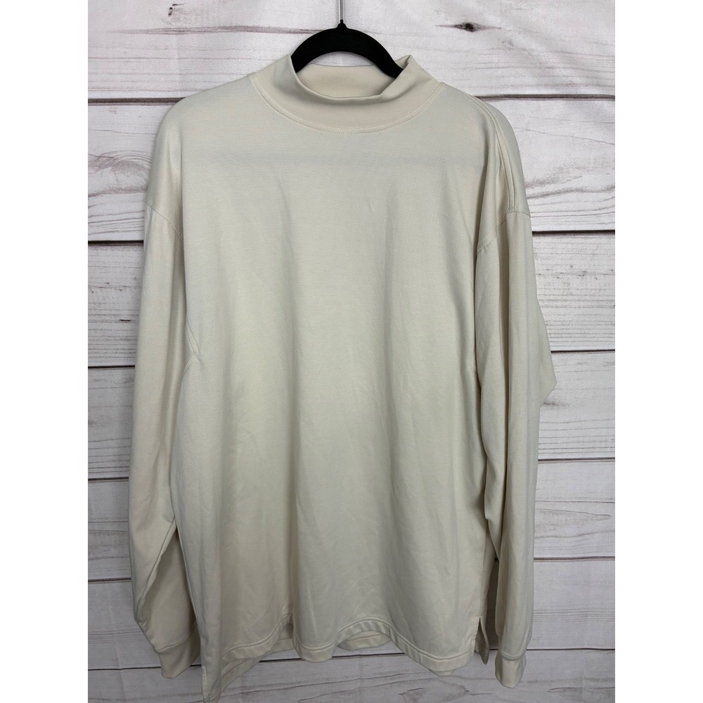 FootJoy Mens XL Golf Mock Neck Long Sleeve Shirt Cream Off White Performance FJ